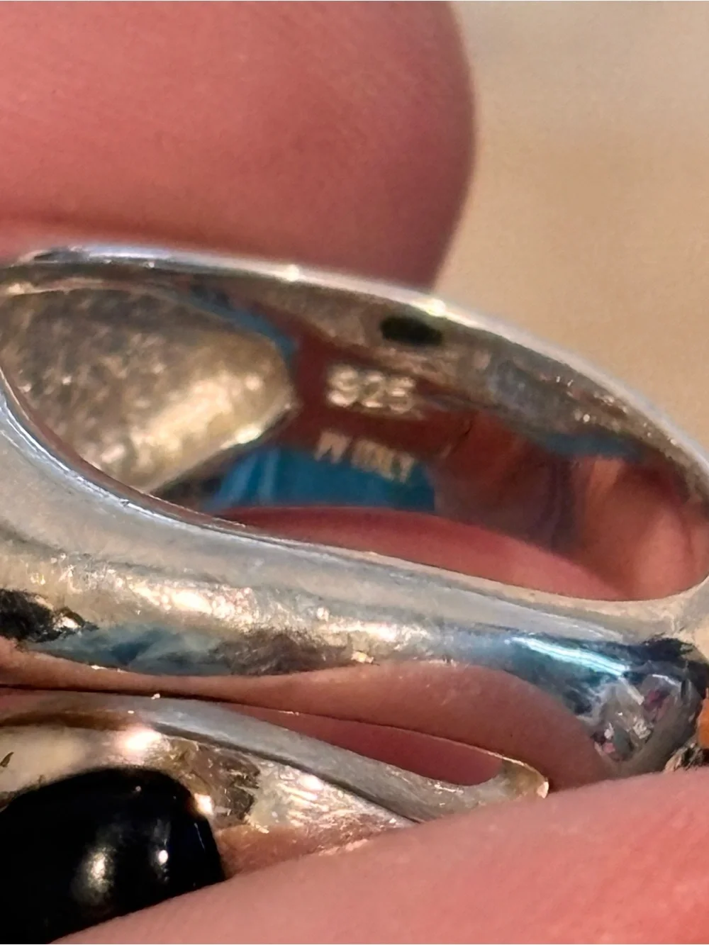 Designer Vintage 925 Italian Sterling Silver Two-Stone Dome Ring- Size 7